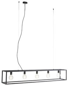 QAZQA Eettafel / Eetkamer Moderne rechthoekige hanglamp zwart 5-lichts - Cage Modern E27 Binnenverlichting Lamp