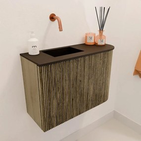 Mondiaz Joya 60cm toiletmeubel ronding rechts dusk met wastafel faye links zonder kraangat urban