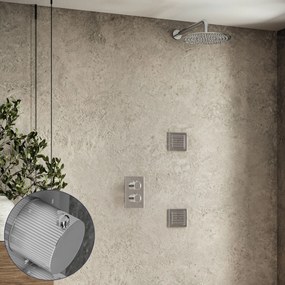 Saniclear Talpa Stripes inbouw regendouche 20cm met vierkante massagejets en muurarm chroom