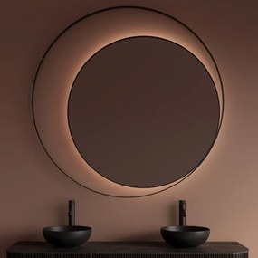 Gliss Design Kosmos spiegel rond met cirkel 140cm mat zwart met handsensor