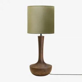 Tafellamp In Sintra Mangohout Donker Handvat Hout & Saliegroen Ø30 Cm - ↑30 Cm Arlina - Sklum