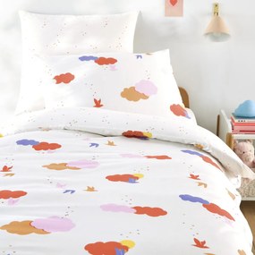 Kinderdekbedovertrek, biologisch katoen, wolkenprint, NOKI