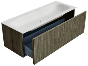 Mondiaz Kurve-dlux 120cm badmeubel shadow met 1 lade en wastafel big large midden 2 kraangaten opalo