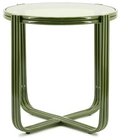 Retro Bijzettafel Glas Groen - 42 X 42cm.