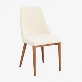 Set Van 2 Leiden Gestoffeerde Eetkamerstoelen Donker Hout & Stof Gebroken Wit - Sklum