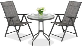 Metalen tuinmeubelen Modena/Rosario voor 2 personen met kleine tafel Garden Point antraciet