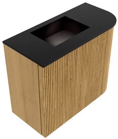 Mondiaz Joya 50cm toiletmeubel ronding rechts oak met wastafel faye links zonder kraangat urban