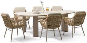 Tuinset 6 personen 240 cm Aluminium/rope Taupe Coco Antoni/Weave