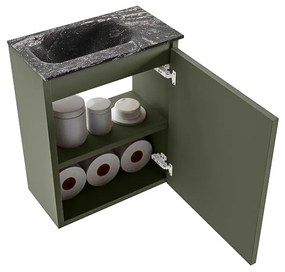 Mondiaz Ture DLux toiletmeubel 40cm army met wastafel lava links met kraangat