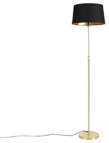 Stoffen Vloerlamp goud/messing met zwarte kap 45 cm verstelbaar - Parte Klassiek / Antiek E27 cilinder / rond rond Binnenverlichting Lamp