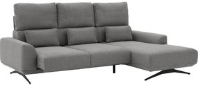 Goossens Excellent Bank Princess grijs, stof, 3-zits, elegant chic met chaise longue rechts