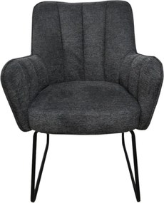 Eetkamerstoel - Kevin - stof Bjorn grof geweven donker grijs