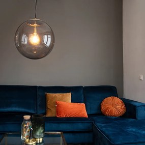 +Moderne hanglamp messing met smoke glas 50 cm - Ball