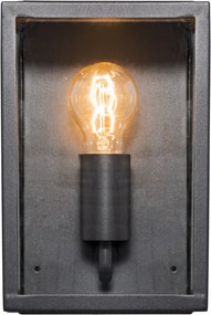 Industriële buiten wandlamp zwart met glas 25,5 cm IP44 - Rotterdam Modern, Landelijk E27 IP44 Buitenverlichting