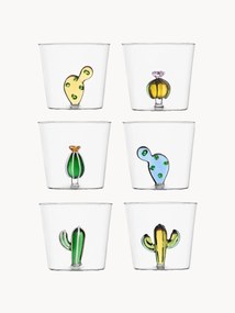 Handgemaakte waterglazen Desert Plants, 6-delig