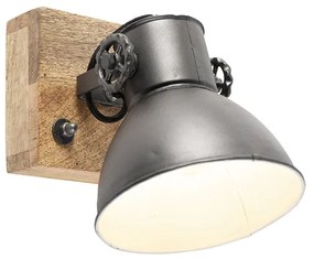 Industriële spot donkergrijs met mango hout 18 cm - Mangoes