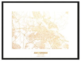 Rivièra Maison - Wall Art Golden Map of Amsterdam 60x80 - Kleur: goud