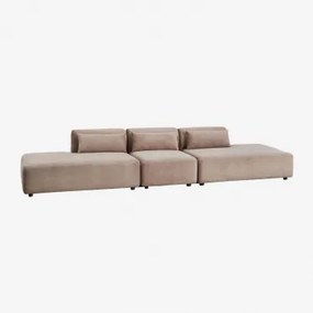 3-delige Modulaire Bank Met Dubbele Chaise Longue Fogler Corduroy Kameelbruin - Sklum