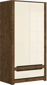 Kledingkast Ophevaru 109, Glanzend crème, April eiken, 205x104x61cm, 99 kg, Kledingkast deuren: Met scharnieren, Aantal planken: 1, Aantal planken: 1