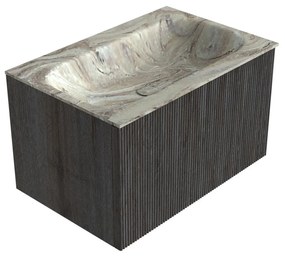 Mondiaz Kurve-dlux 70cm badmeubel shadow met 1 lade en wastafel big small midden zonder kraangat glace