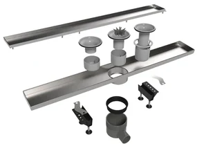 Easy Drain Tegeldrain tegelgoot 9.8x90cm met zijuitloop 50mm RVS edt900
