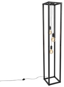 Smart vloerlamp met dimmer zwart 3-lichts incl. Wifi G95 - Big Cage Design, Industriele / Industrie / Industrial E27 Binnenverlichting Lamp