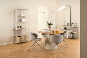 NELA Beige Latte (stof Monza 90)/beige poten - MODERNE GESTOFFEERDE DRAAISTOEL VOOR WOONKAMER/EETKAMER/KANTOOR LOFT