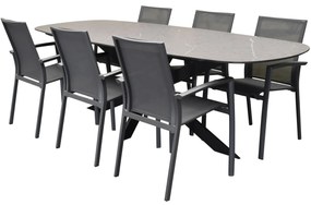 San Francisco Malaga dining tuinset 240x100xH76 cm 7 delig keramiek