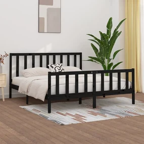 vidaXL Bedframe massief hout zwart 180x200 cm 6FT Super King