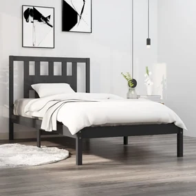 vidaXL Bedframe massief grenenhout grijs 90x200 cm