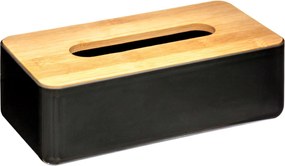 5Five zwart bamboe zakdoekdoos - Opbergdoos voor tissues - 13 x 26 x 8.8 cm - O.a. geschikt voor Kleenex