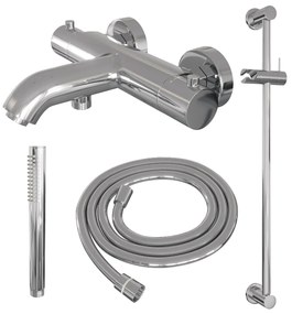 Brauer Chrome Edition thermostatische badkraan met glijstang en staafhanddouche chroom