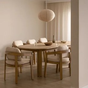 Ovale Eettafel Set 240x100 Cm Van Acaciahout En 8 Eetkamerstoelen Van Acaciahout Uleno Lichte Acaciekleur - Sklum