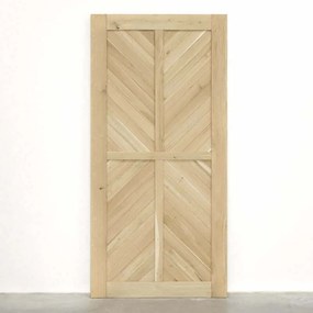 Houten Schuifdeur -  Eiken Chevron Line Onbehandeld - Zwart - Incl. Rails