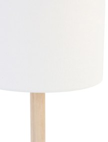 Landelijke tafellamp hout met witte kap - Mels Landelijk E27 rond Binnenverlichting Lamp