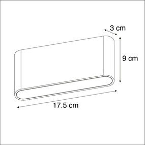 Set van 2 buiten wandlampen antraciet 17,5 cm incl. LED - Batt Modern IP65 Buitenverlichting