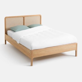 Bed van essenhout, fineer en linnen, met bedbodem, ESMARA