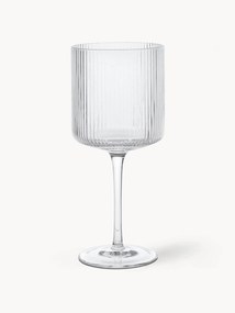 Mondgeblazen rode wijnglazen Ripple met groefreliëf, 2-delig