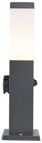 Buitenlamp antraciet met opaal glas 45cm IP44 met stopcontact en bewegingssensor - Malios Modern E27 IP44 Buitenverlichting
