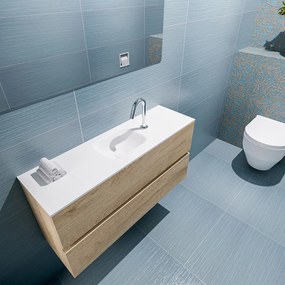 Mondiaz Ada 100cm toiletmeubel washed oak met wastafel talc midden 1 kraangat