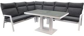 Pacific hoek dining loungeset 5 delig aluminium verstelbaar wit