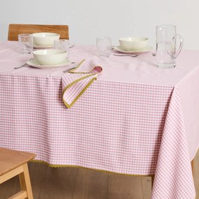 Tafelkleed met vichy motief, geverfd geweven katoen/linnen Trattoria