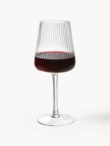 Handgemaakte rode wijnglazen met gegroefde structuur Cami, 4-delig
