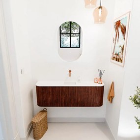 Mondiaz Joya 125cm toiletmeubel ronding links/rechts ruby met wastafel faye midden zonder kraangat talc