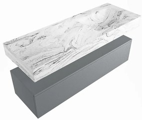 Mondiaz Alan DLux badmeubel 130cm plata 1 lade met wastafel glace rechts 1 kraangat