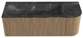 Mondiaz Kurve-dlux 125cm badmeubel ronding rechts dusk met 1 lade en deur en wastafel big medium links zonder kraangat lava