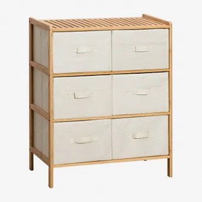 Dubbele Ladekast 65x35 Cm Van Bamboe Nafan Wit - Houtbruin - Sklum