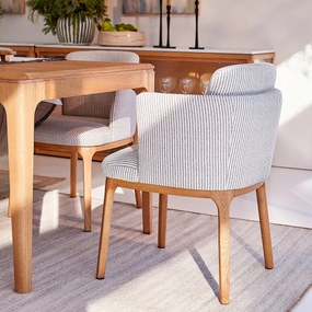 Tafelstoel met armleuningen in eik en textuurstof, Jabote