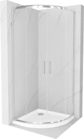 Mexen Rio halfronde douchecabine 90 x 90 cm, transparant, chroom + Flat douchebak, wit - 863-090-090-01-00-4110
