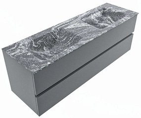 Mondiaz Vica DLux badmeubel 150cm plata 2 lades met wastafel lava dubbel zonder kraangat